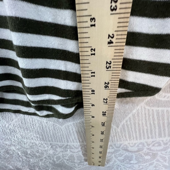 MICHAEL KHORS OLIVE GREEN WHITE STRIPE S SMALL EUC TOP SHIRT LONG - Picture 7 of 15